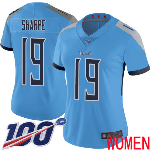 Tennessee Titans Limited Light Blue Women Tajae Sharpe Alternate Jersey NFL Football #19 100th Season Vapor Untouchable->tennessee titans->NFL Jersey
